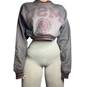 Missouri State University Reworked Crop Crewneck Sweatshirt